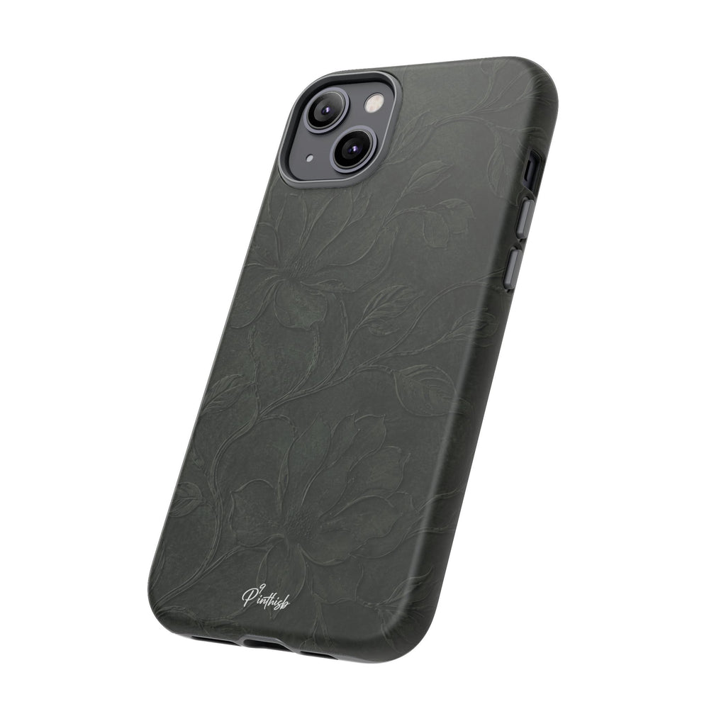 Dark Olive Floral Texture Tough Case