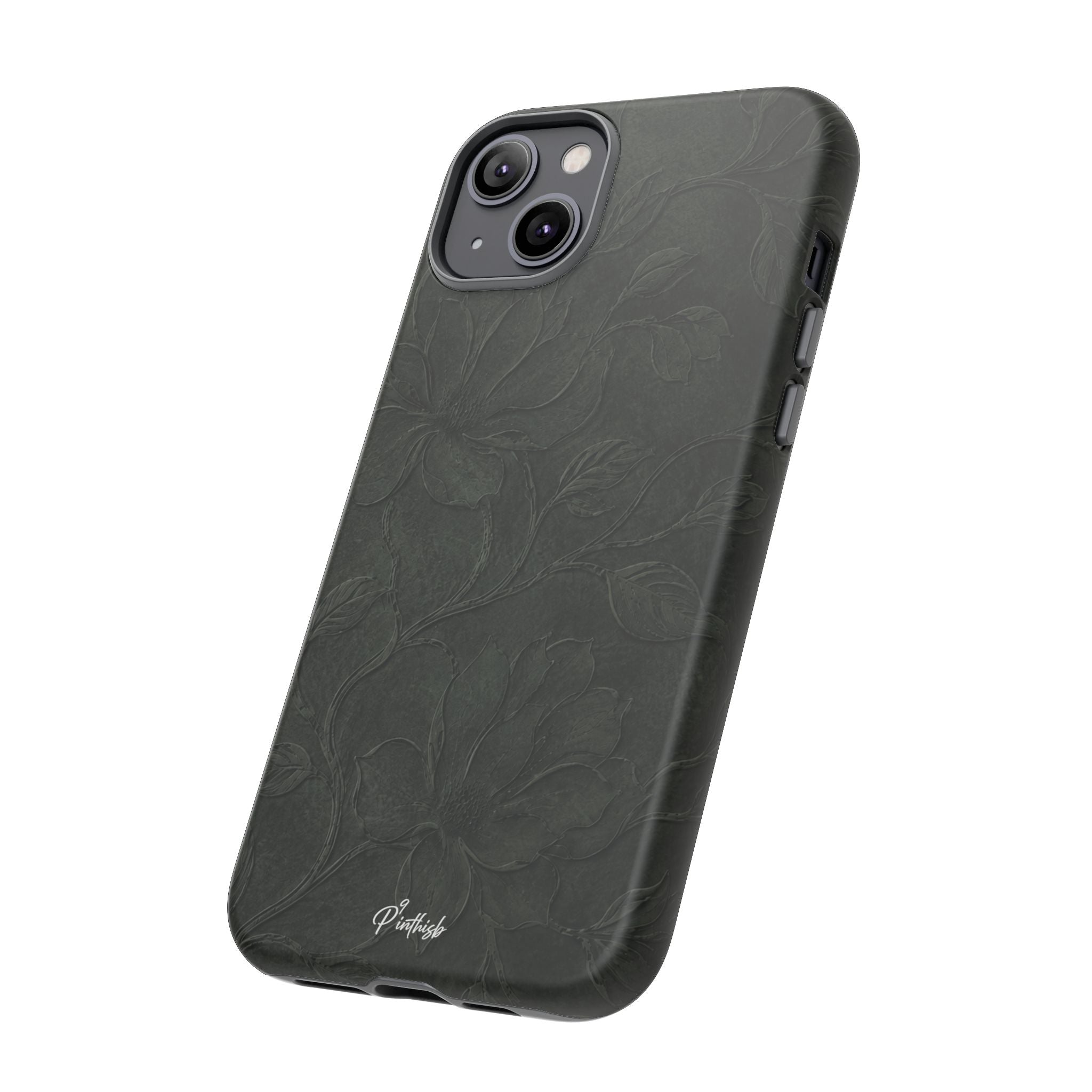 Dark Olive Floral Texture Tough Case
