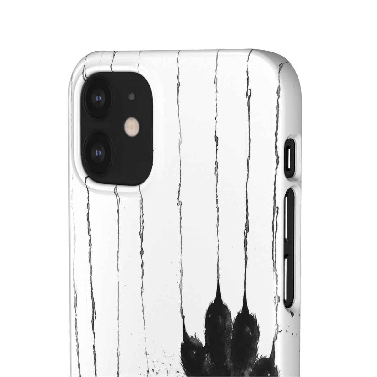 Black Ink Paw Print Snap Case