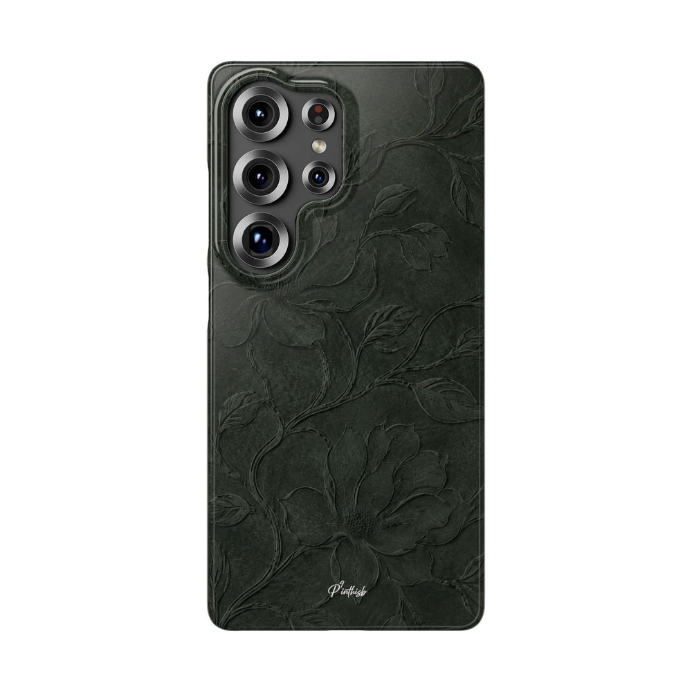Dark Olive Floral Texture Snap Case