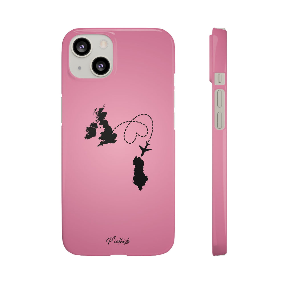 UK to Albania Pink Snap Phone Case