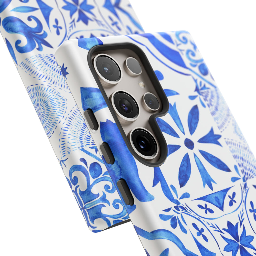Blue Tile Pattern Tough Phone Case