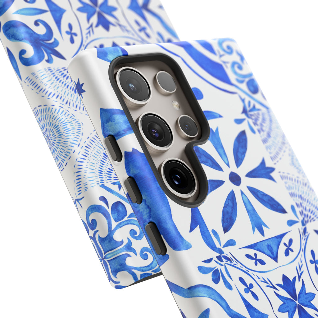 Blue Tile Pattern Tough Phone Case