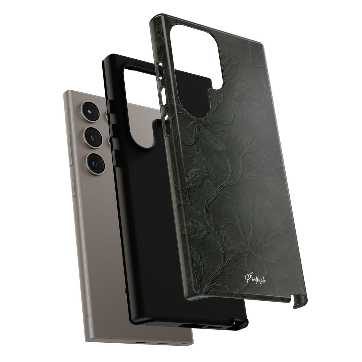 Dark Olive Floral Texture Tough Case