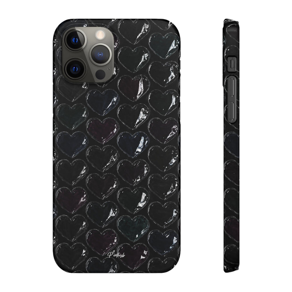 Black Pop Hearts Snap Case
