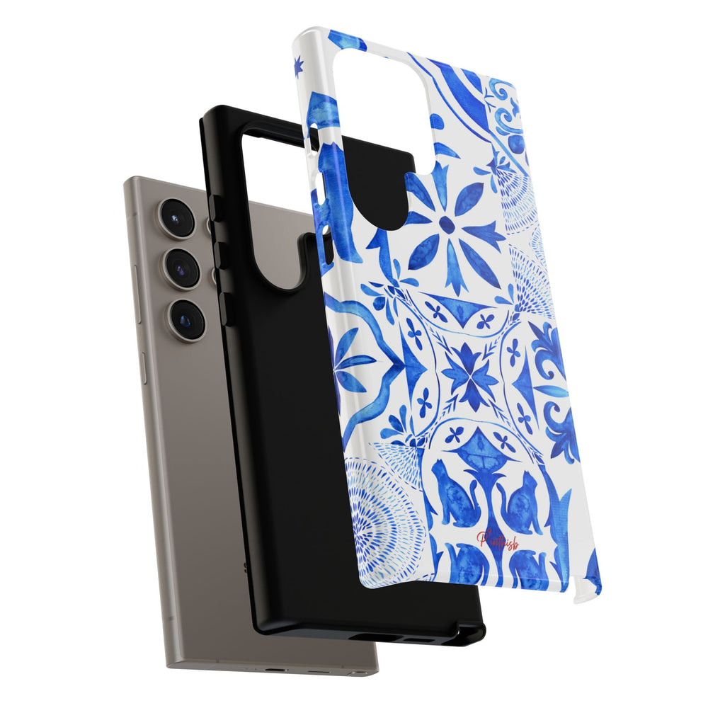 Blue Tile Pattern Tough Phone Case