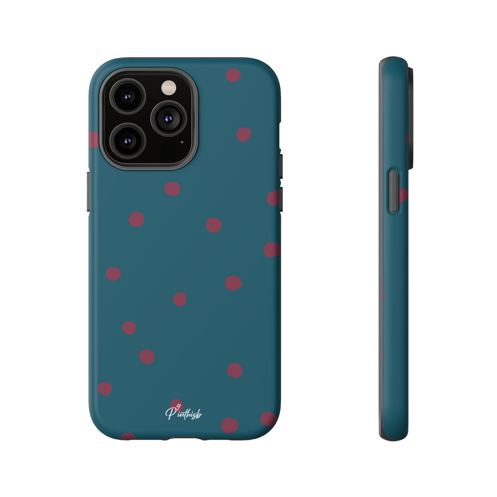 Teal & Burgundy Polka Dot Tough Phone Case
