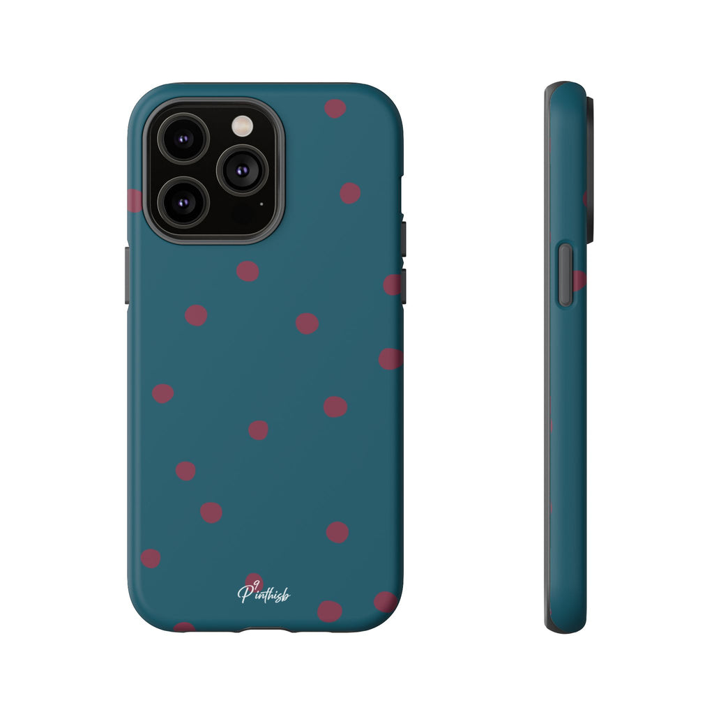 Teal & Burgundy Polka Dot Tough Phone Case
