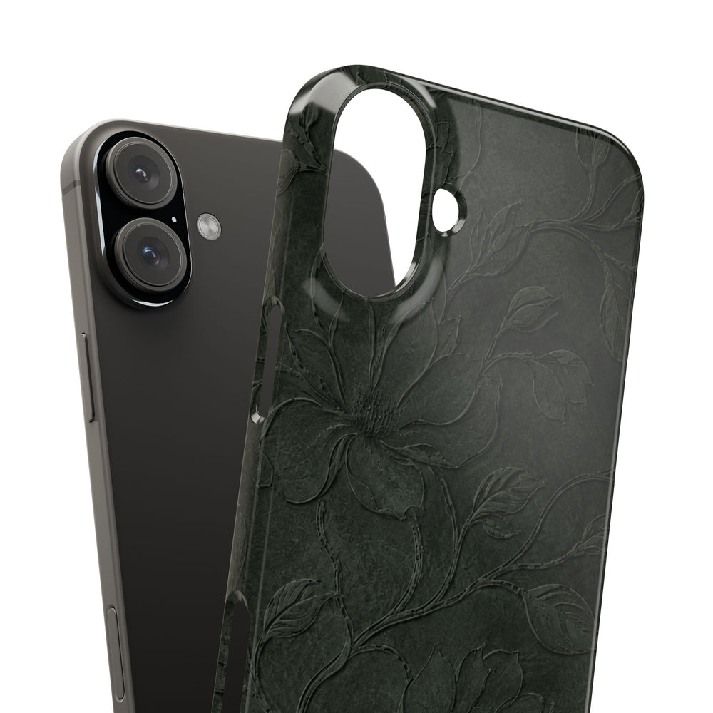 Dark Olive Floral Texture Snap Case