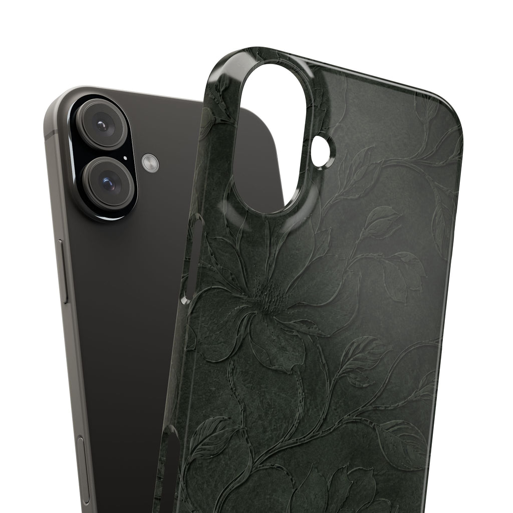 Dark Olive Floral Texture Snap Case