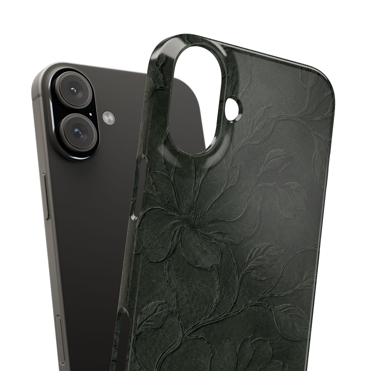 Dark Olive Floral Texture Snap Case