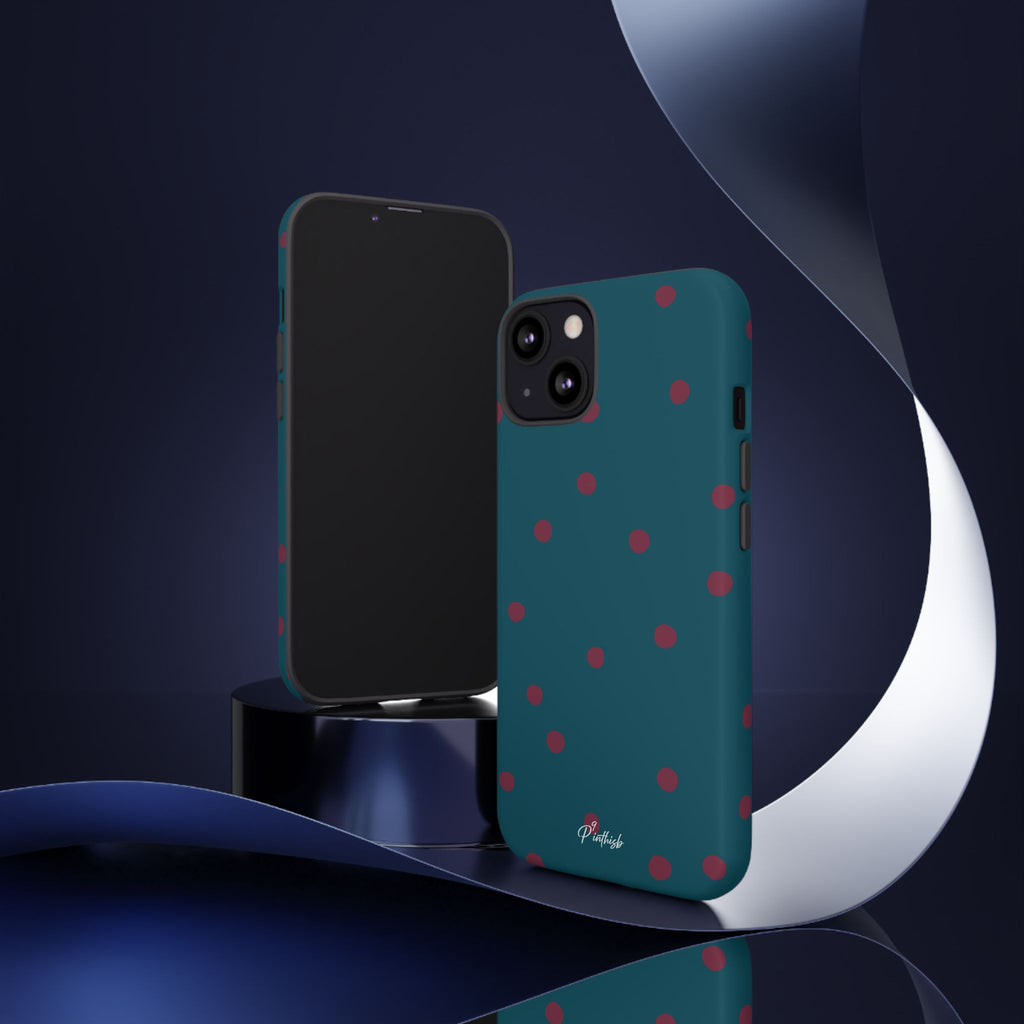 Teal & Burgundy Polka Dot Tough Phone Case