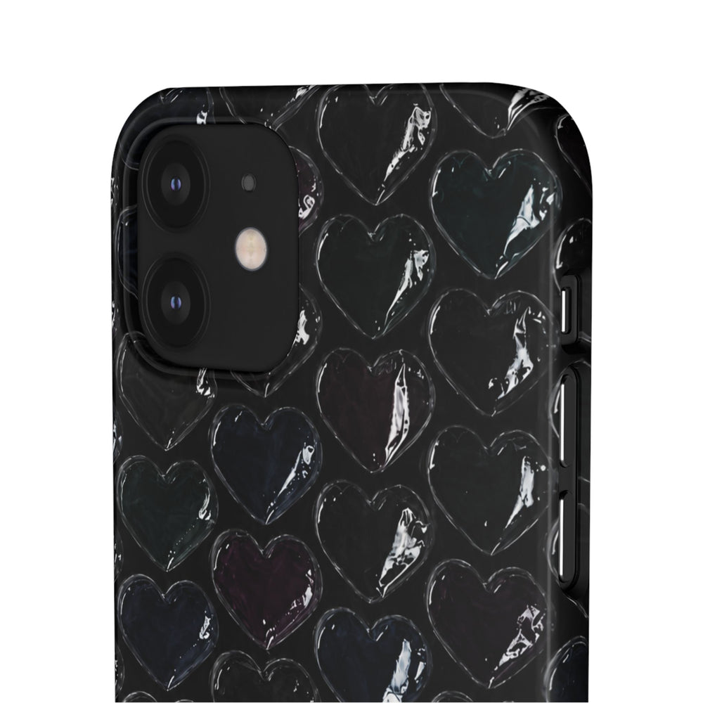 Black Pop Hearts Snap Case