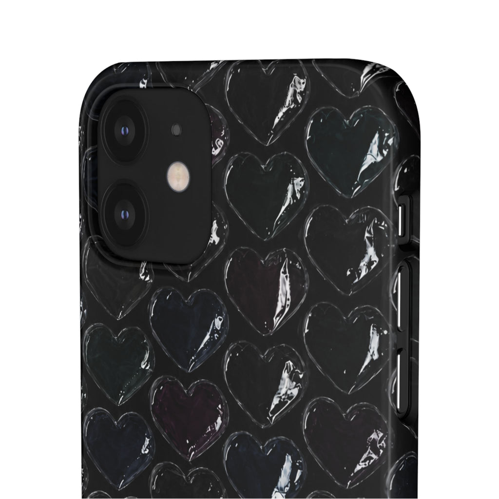 Black Pop Hearts Snap Case
