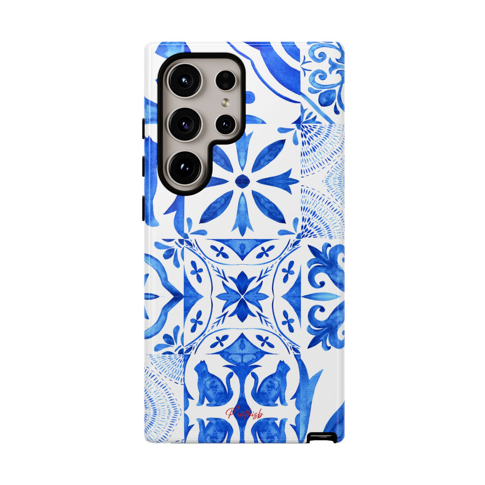 Blue Tile Pattern Tough Phone Case
