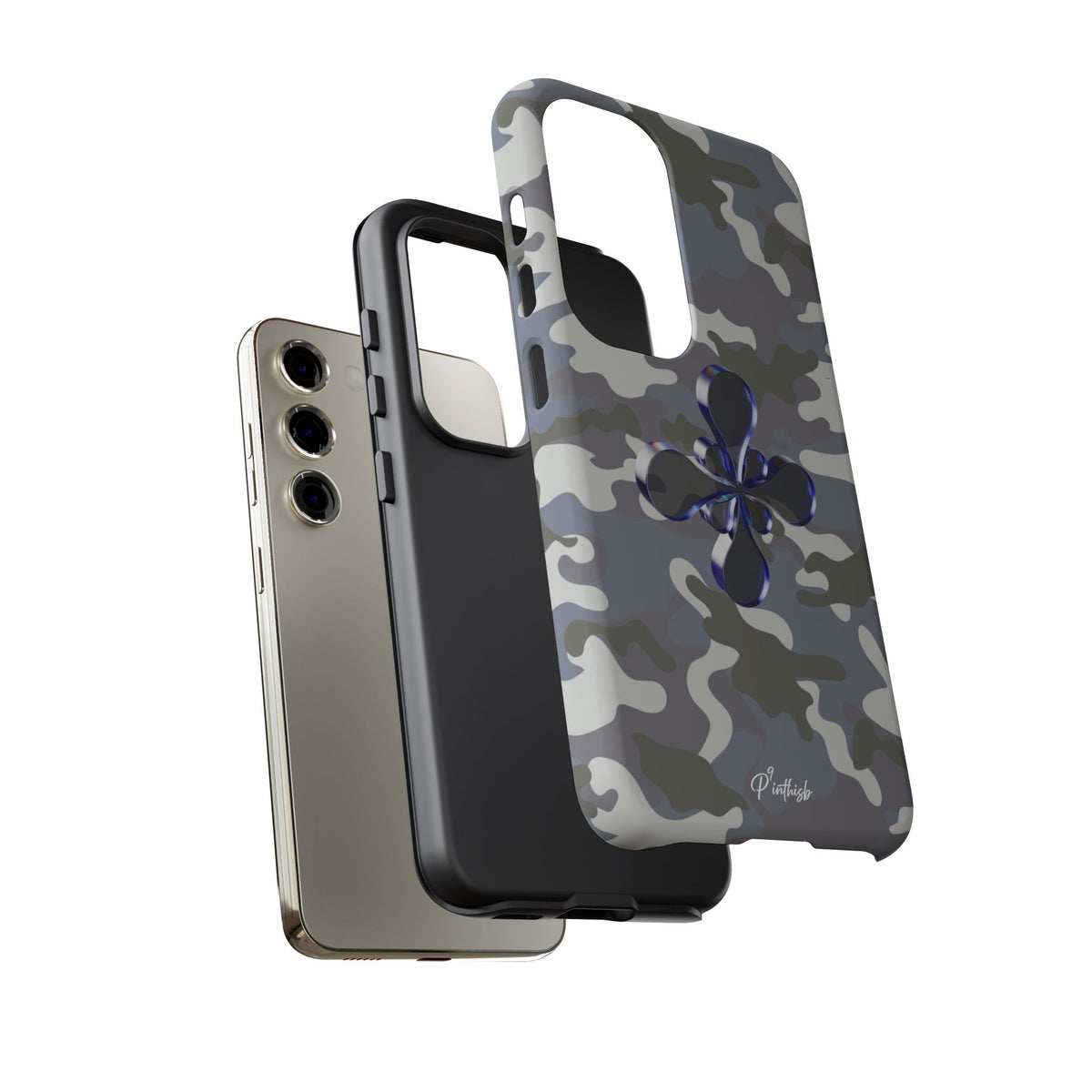 Camouflage with Blue Metallic Clover Tough Case