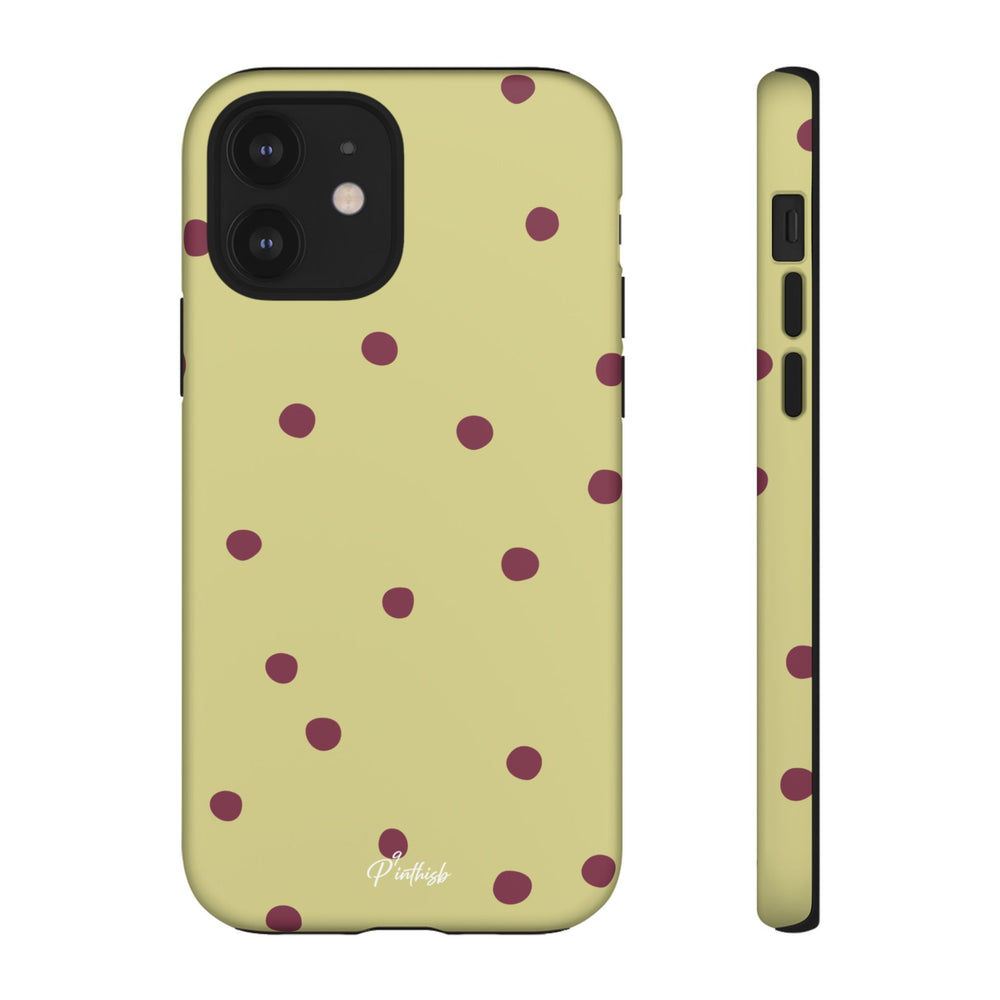 Yellow & Burgundy Polka Dot Tough Phone Case
