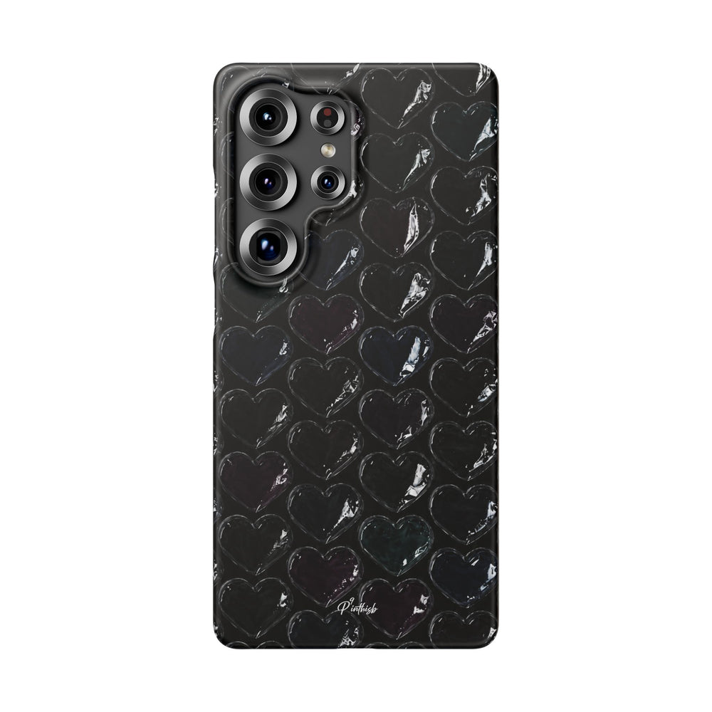Black Pop Hearts Snap Case