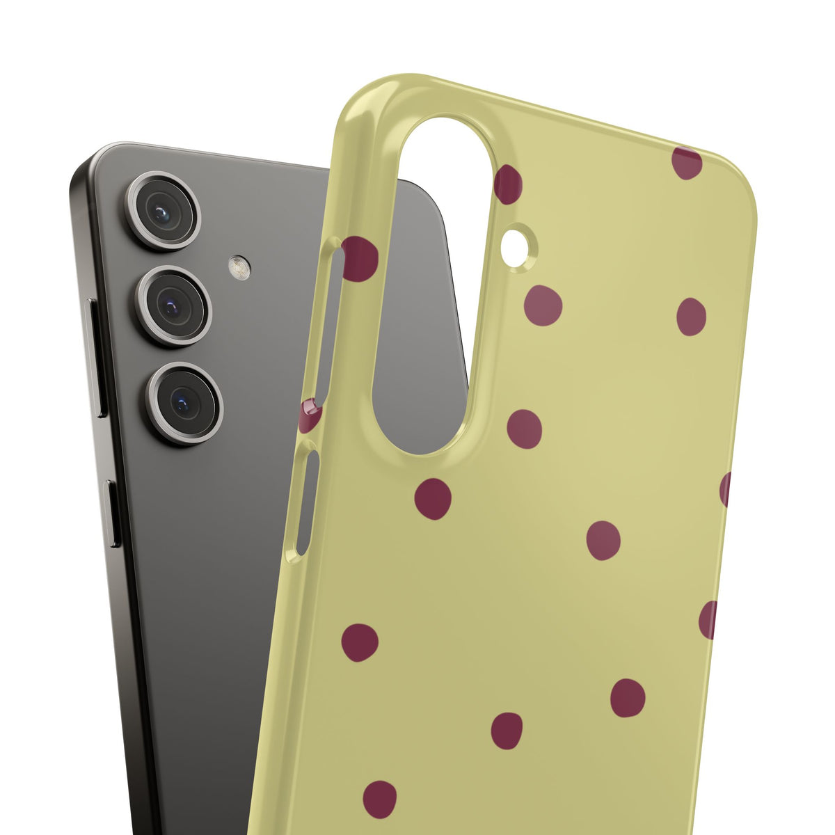 Yellow & Burgundy Polka Dot Snap Phone Case