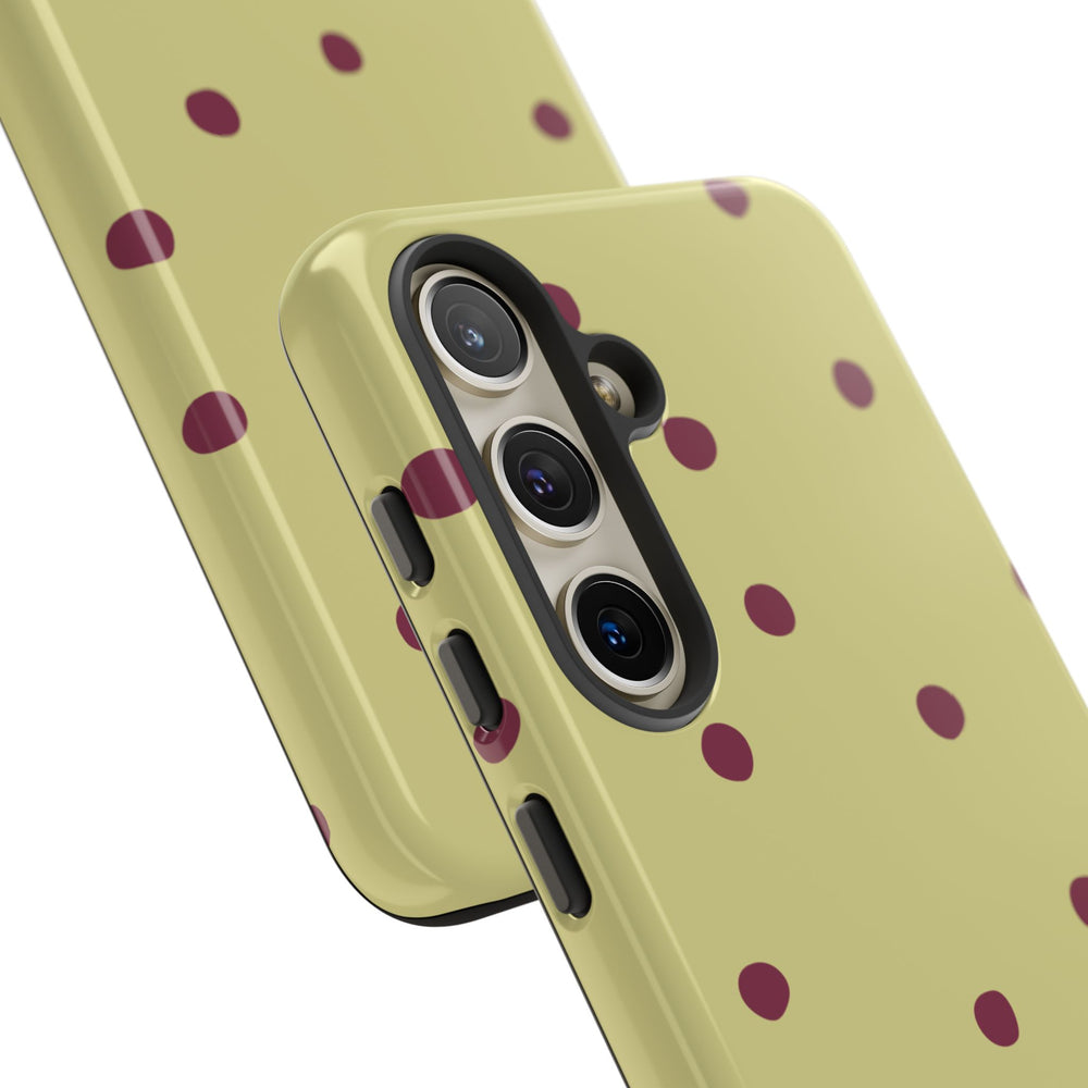 Yellow & Burgundy Polka Dot Tough Phone Case