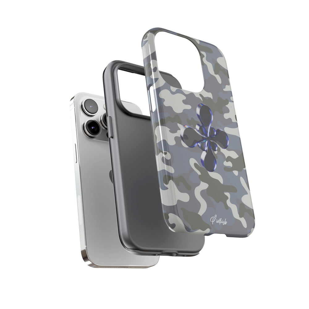 Camouflage with Blue Metallic Clover Tough Case