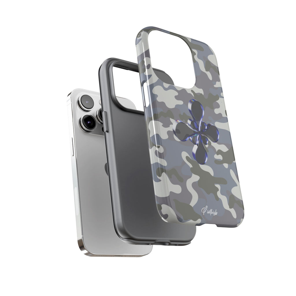 Camouflage with Blue Metallic Clover Tough Case