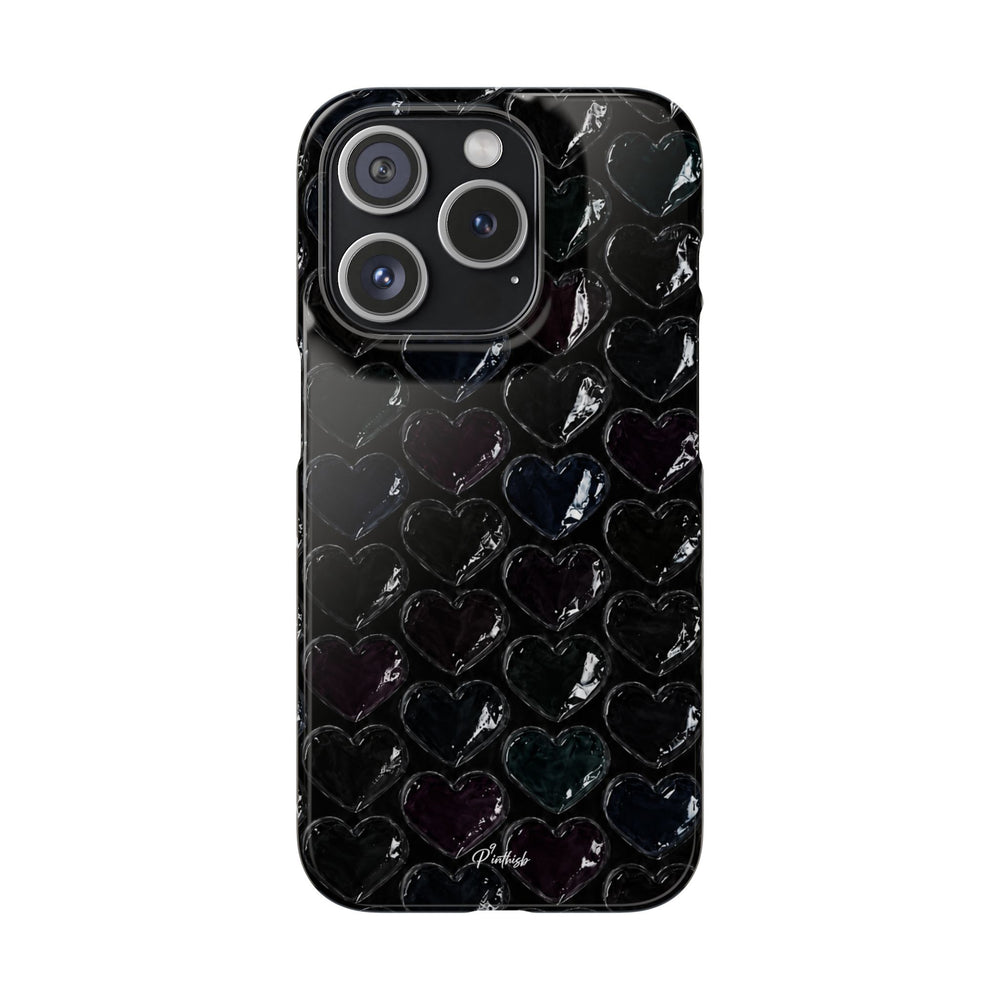 Black Pop Hearts Snap Case