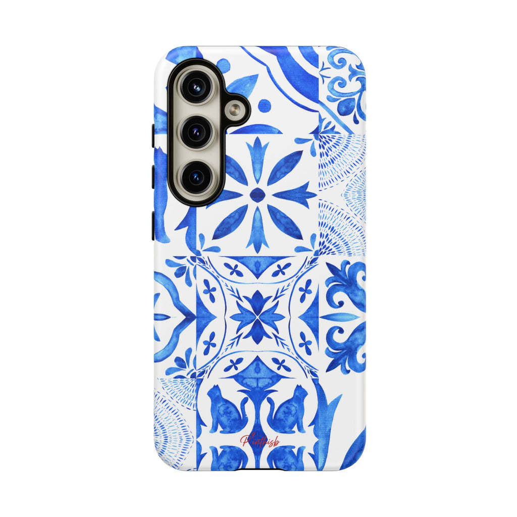 Blue Tile Pattern Tough Phone Case