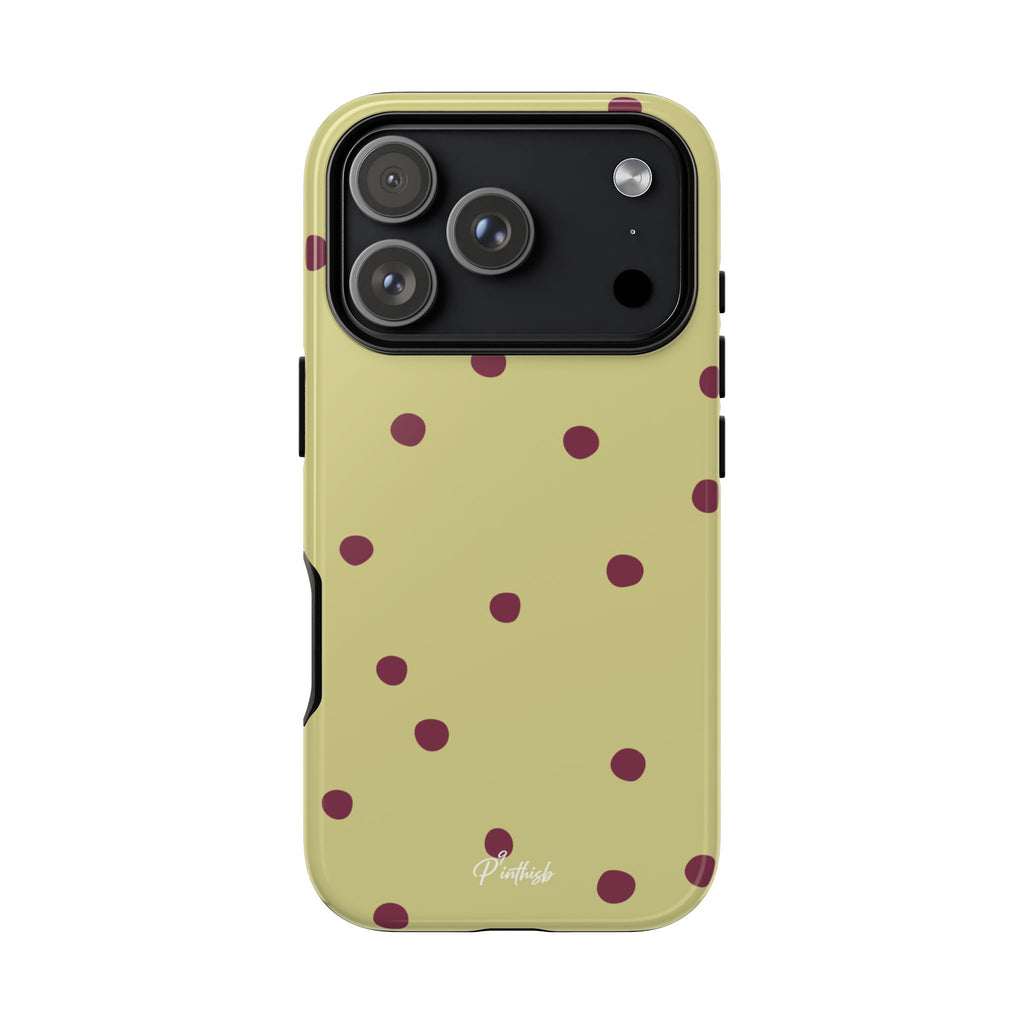 Yellow & Burgundy Polka Dot Tough Phone Case