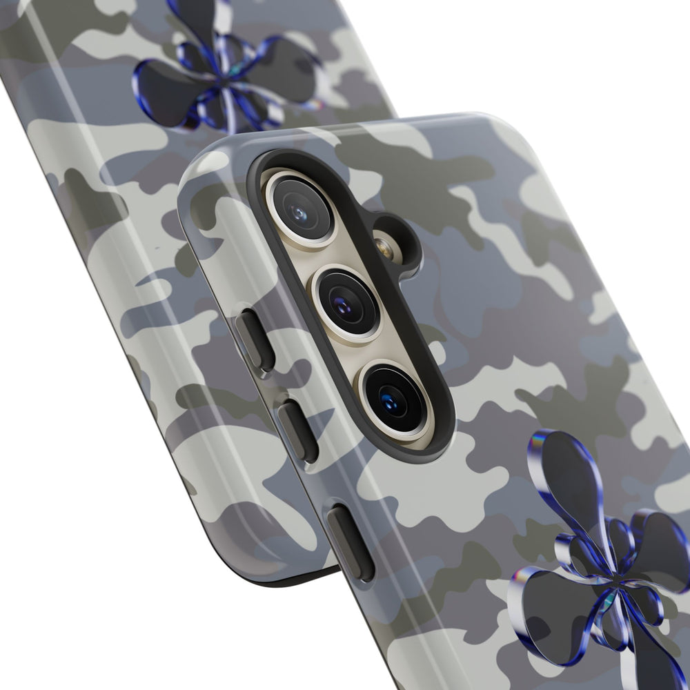 Camouflage with Blue Metallic Clover Tough Case