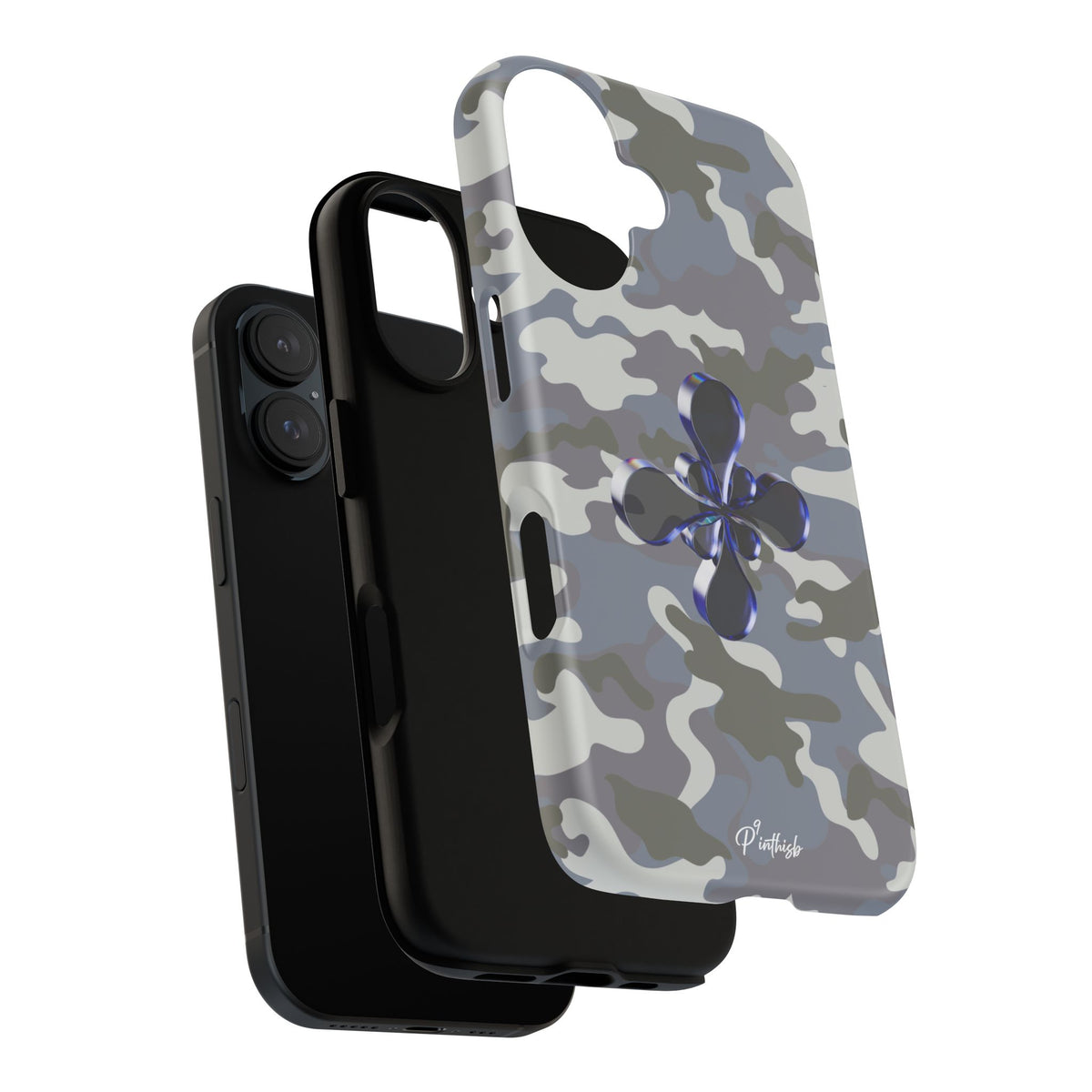 Camouflage with Blue Metallic Clover Tough Case