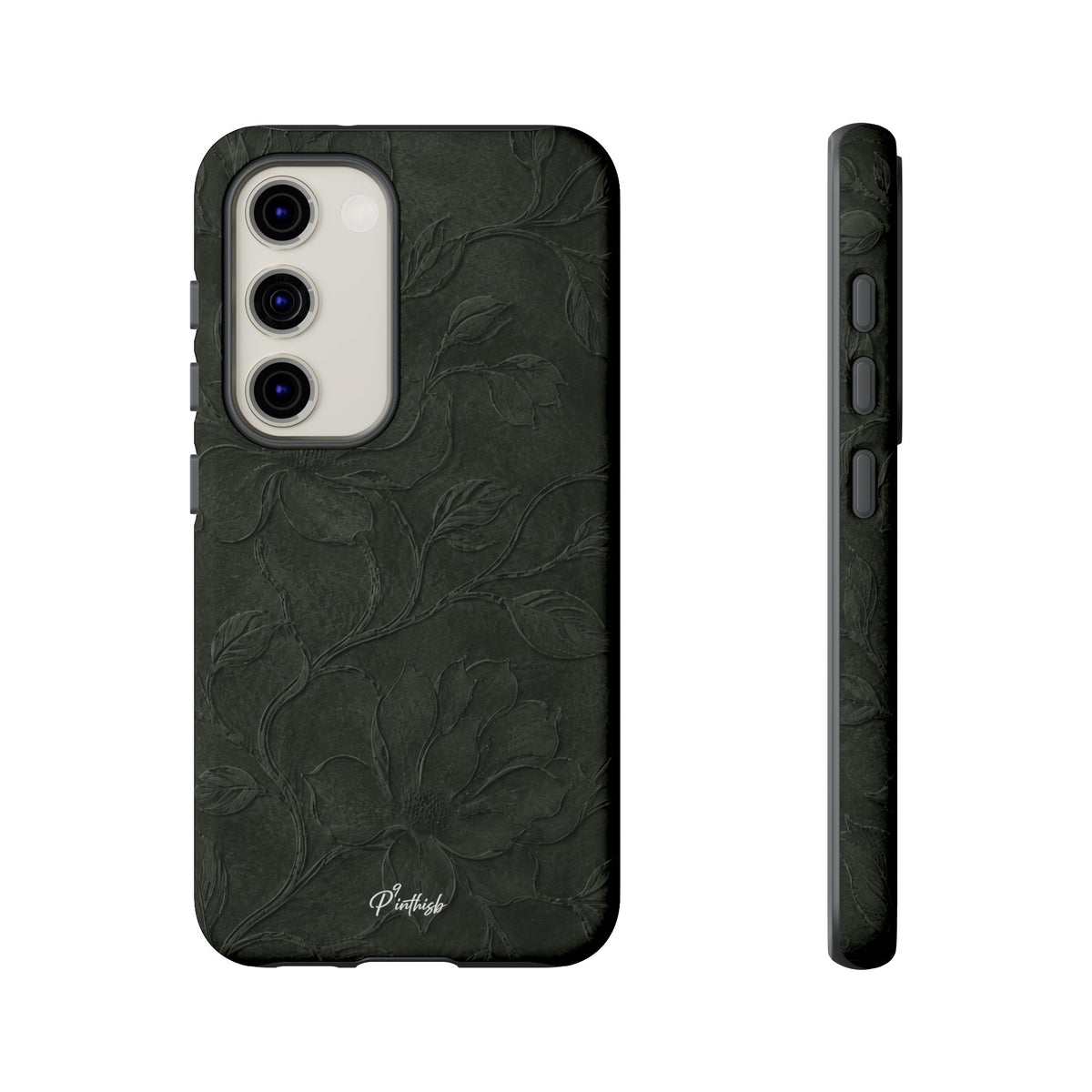 Dark Olive Floral Texture Tough Case