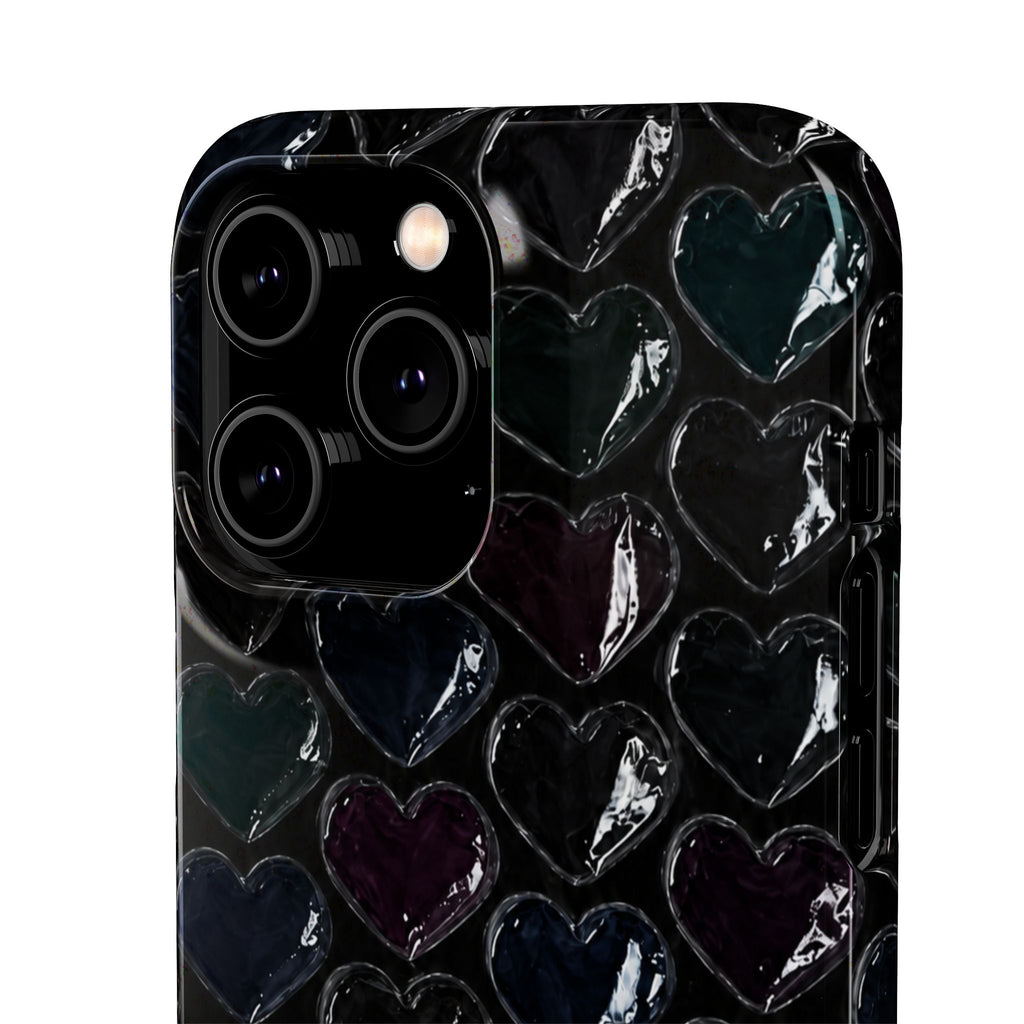 Black Pop Hearts Snap Case