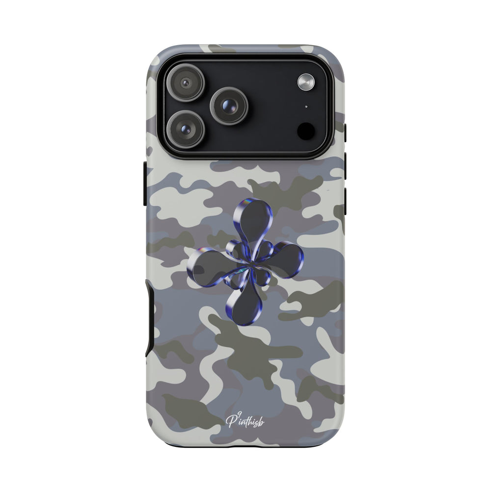 Camouflage with Blue Metallic Clover Tough Case