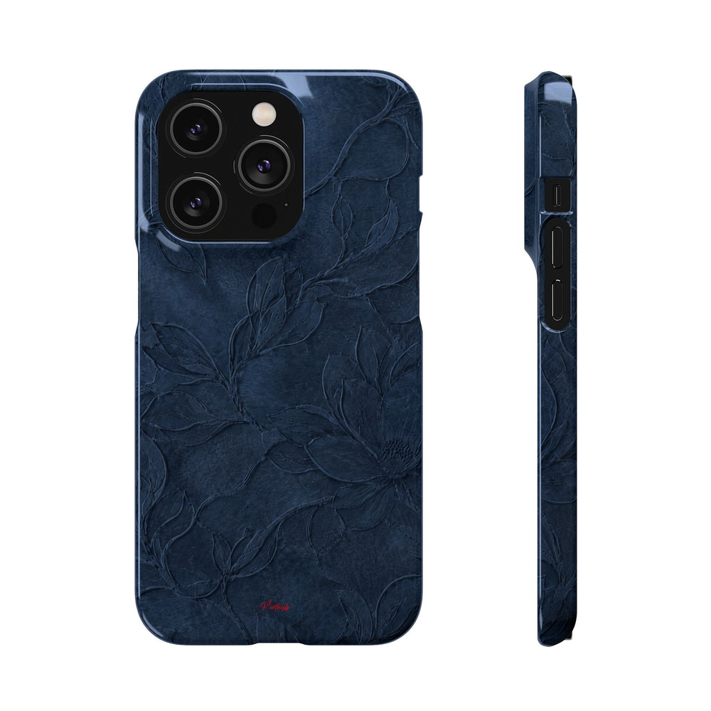 Navy Floral Textured Snap Case