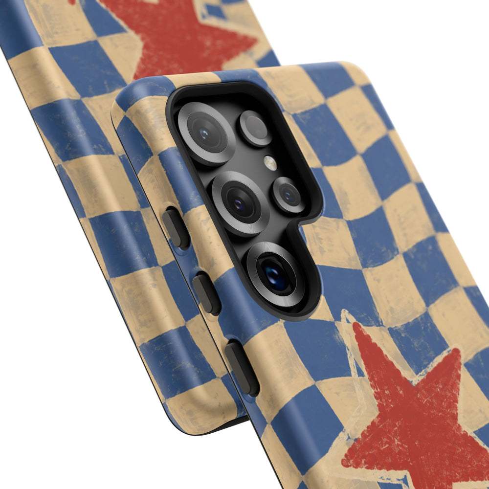 Blue & Cream Retro Star Phone Case