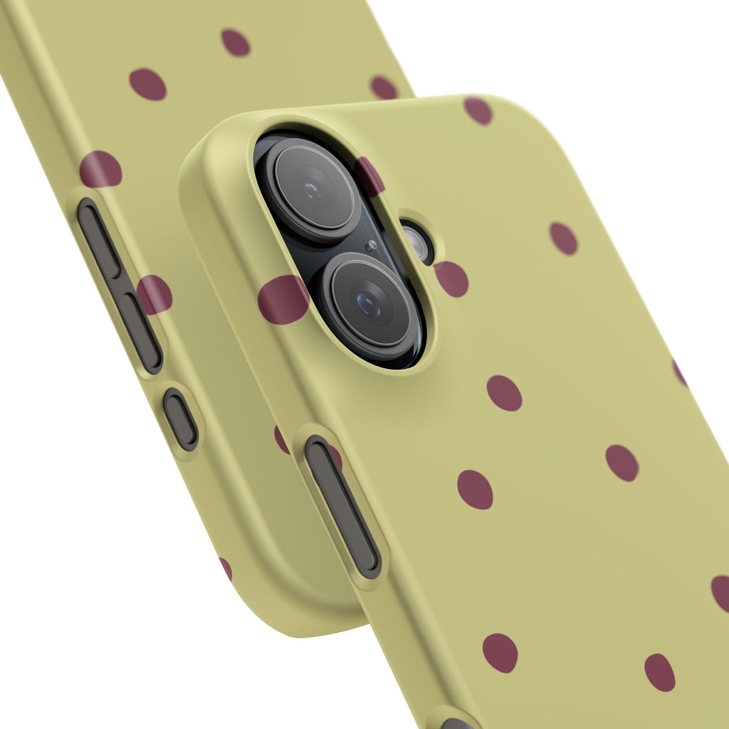 Yellow & Burgundy Polka Dot Snap Phone Case