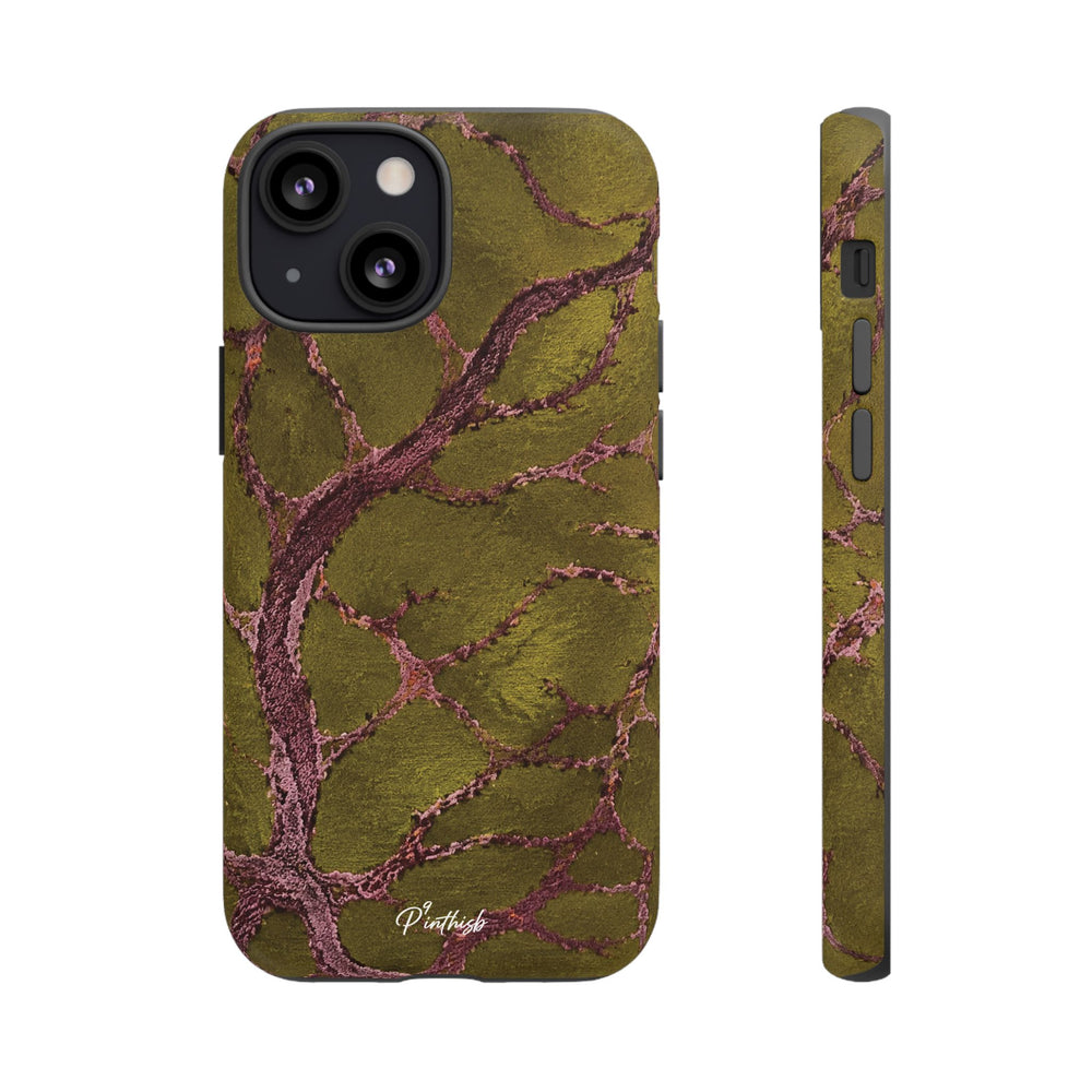 Olive & Rose Gold Tree Pattern Phone Case