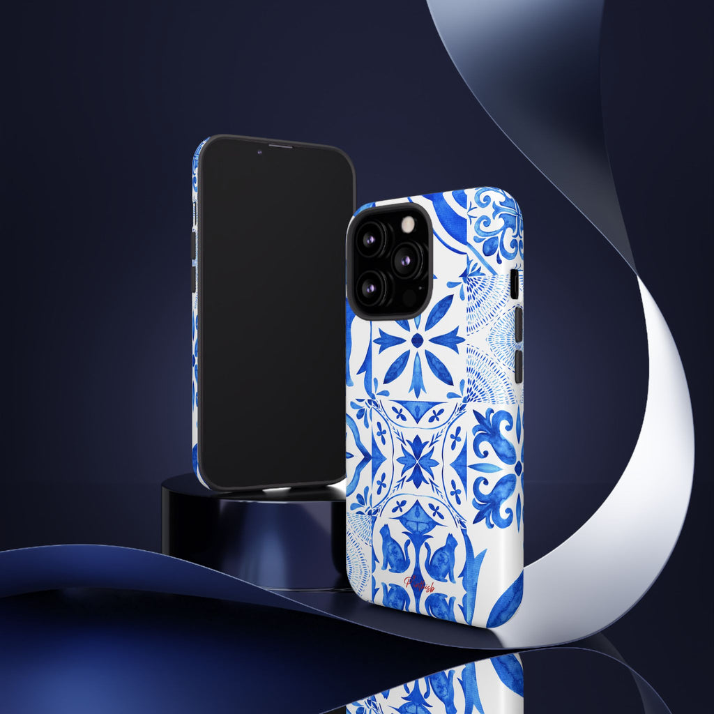 Blue Tile Pattern Tough Phone Case