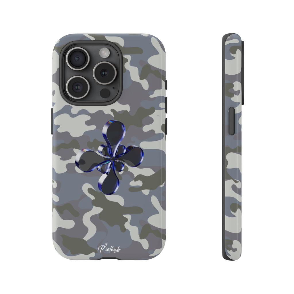 Camouflage with Blue Metallic Clover Tough Case