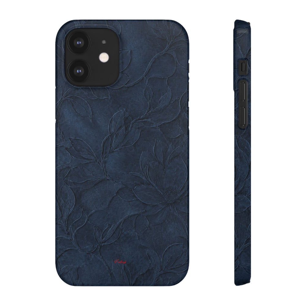 Navy Floral Textured Snap Case