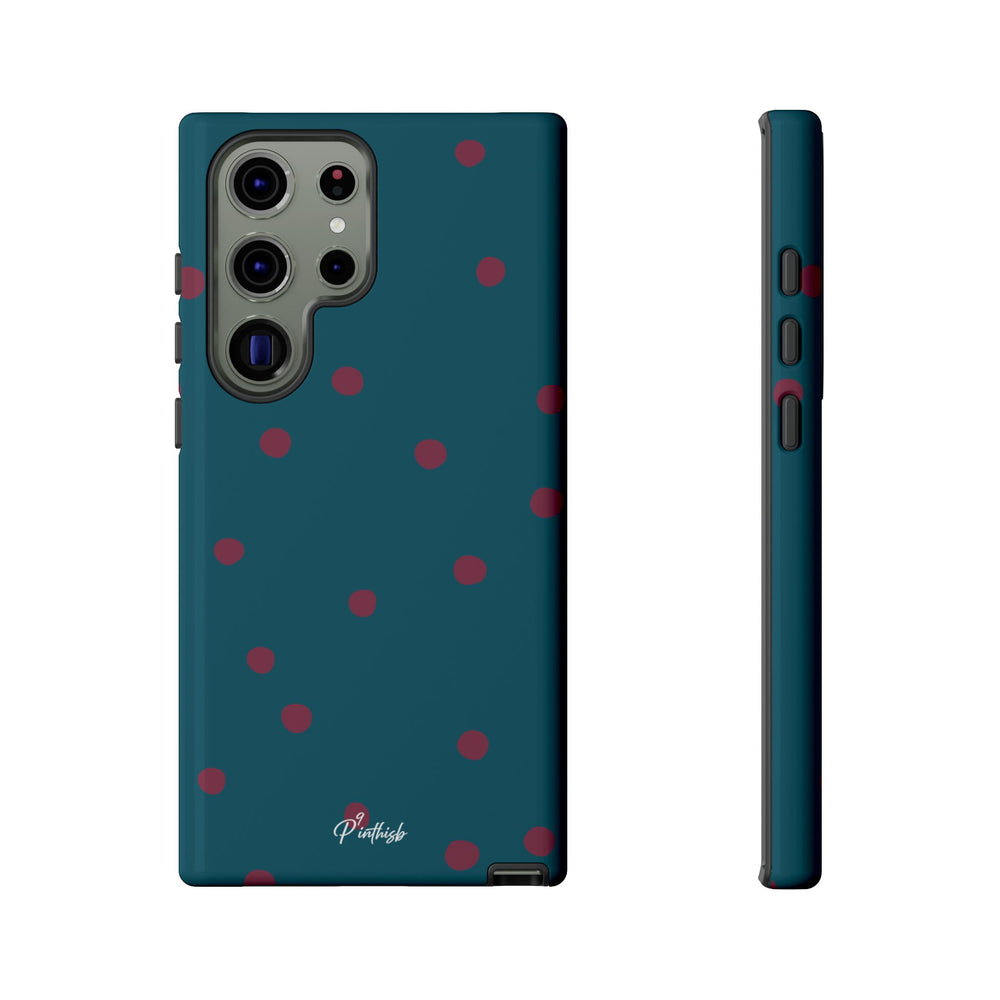 Teal & Burgundy Polka Dot Tough Phone Case
