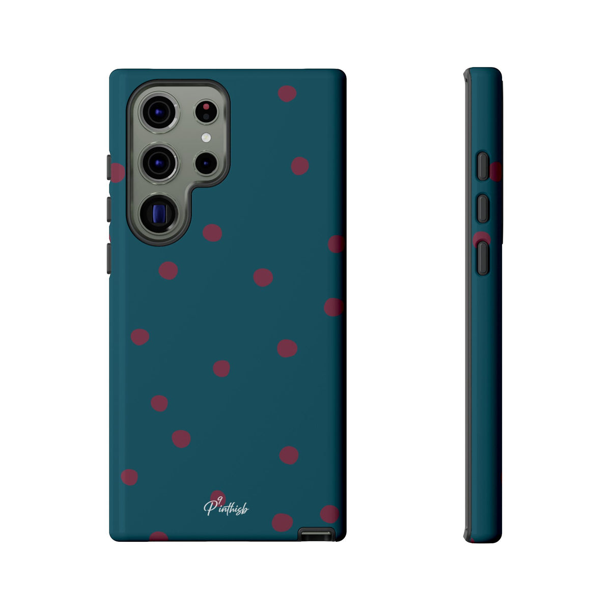 Teal & Burgundy Polka Dot Tough Phone Case