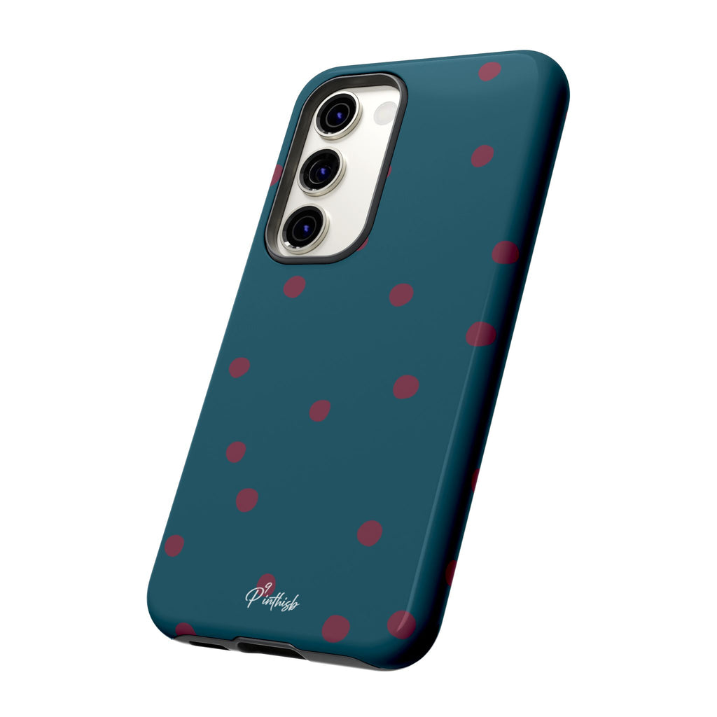 Teal & Burgundy Polka Dot Tough Phone Case