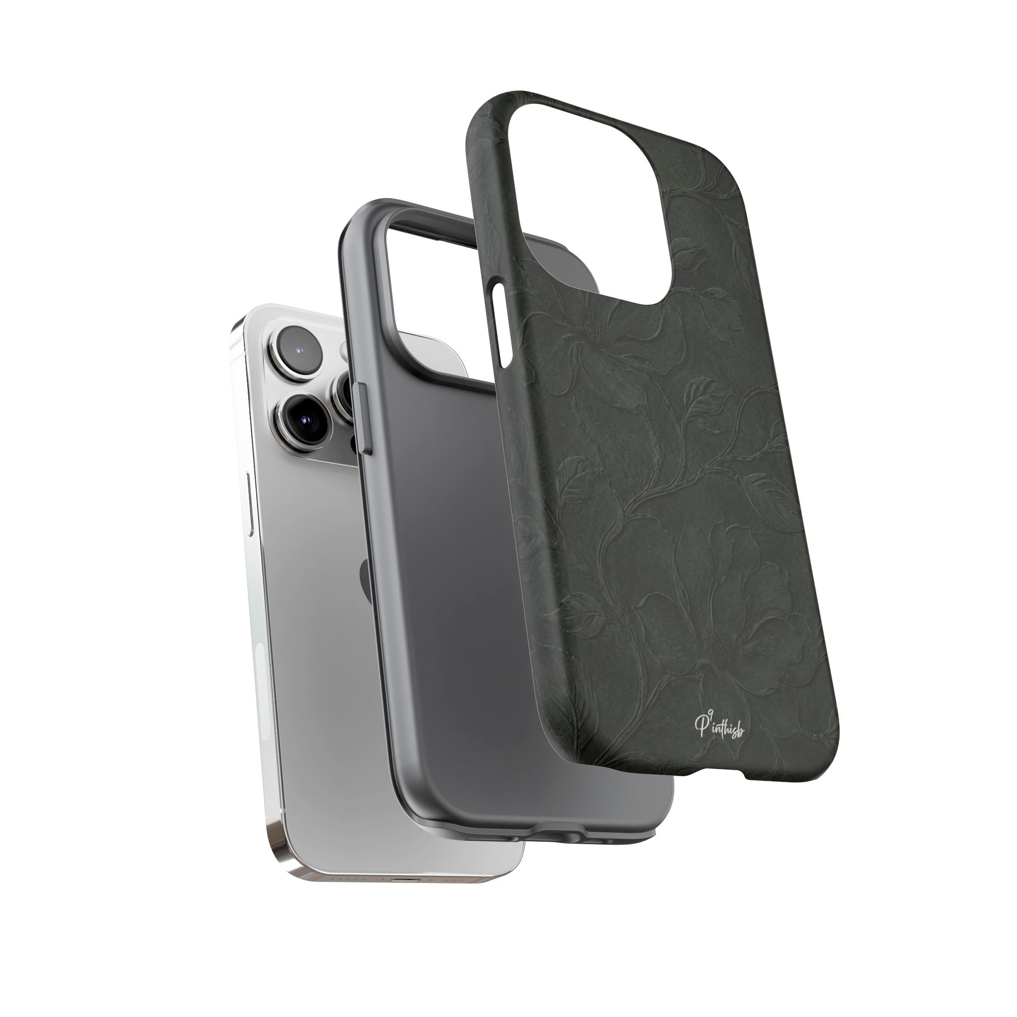 Dark Olive Floral Texture Tough Case