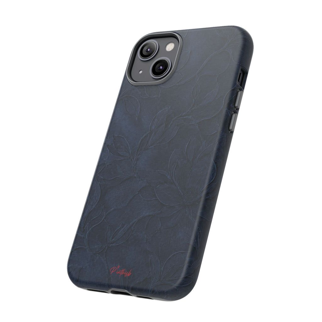 Navy Floral Textured Tough Case
