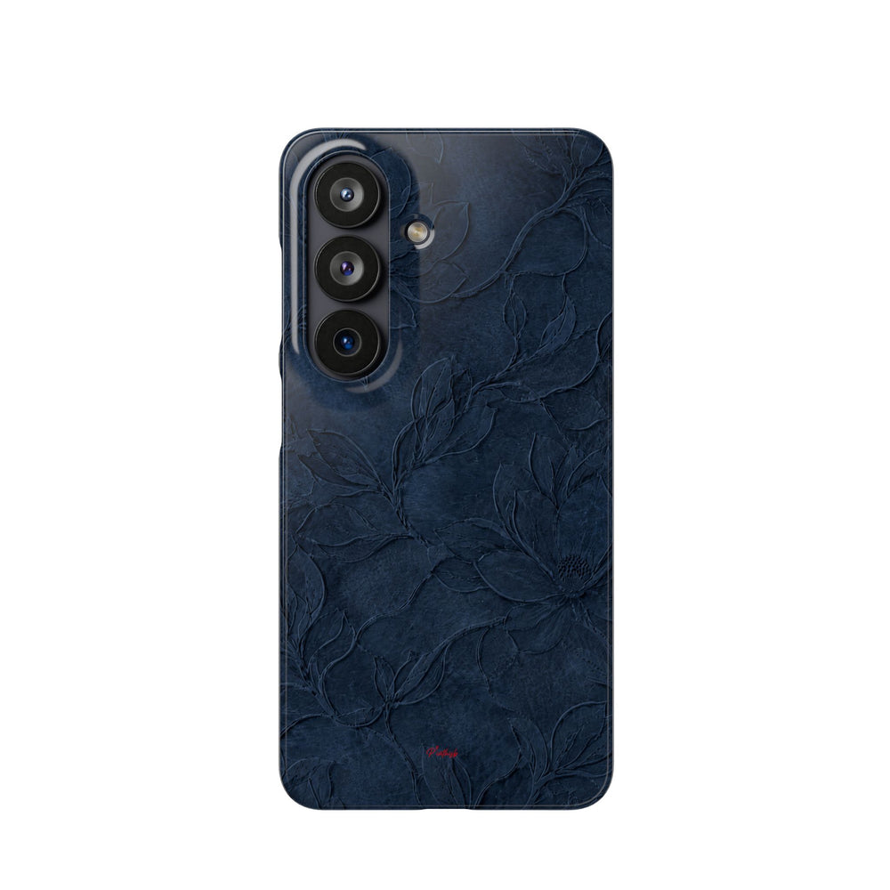 Navy Floral Textured Snap Case