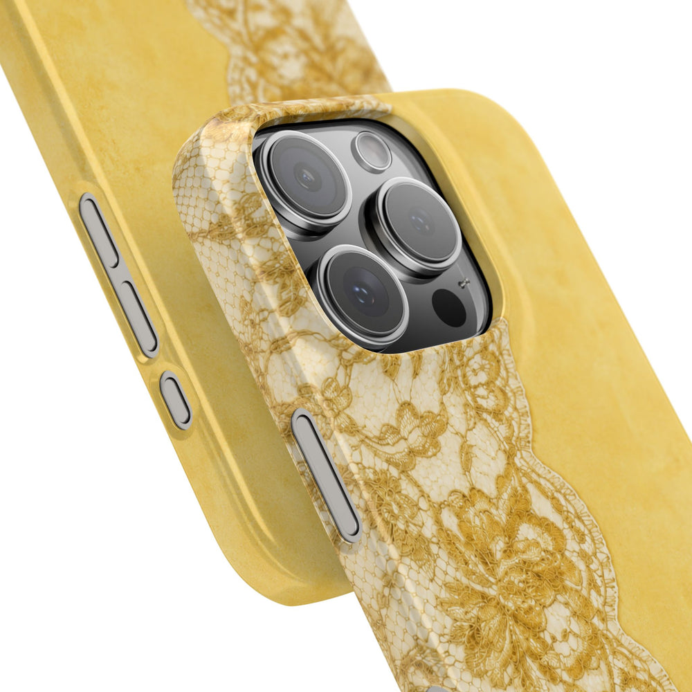 Yellow Vintage Lace Snap Case