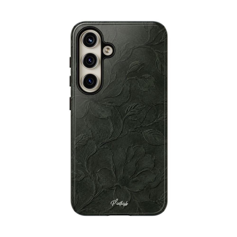 Dark Olive Floral Texture Tough Case