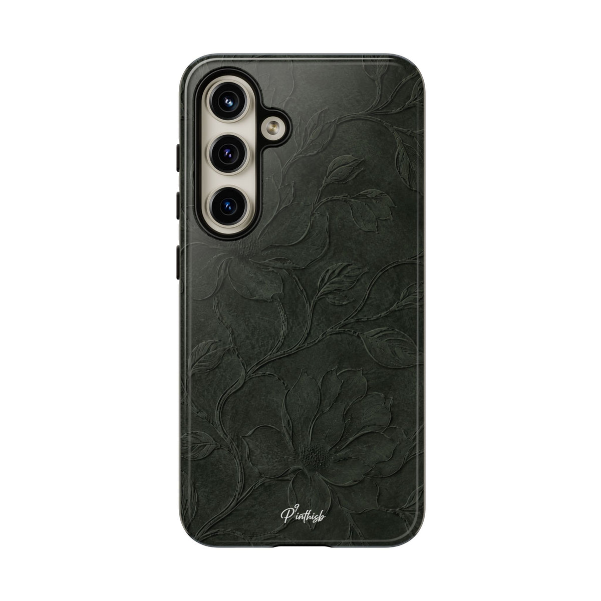 Dark Olive Floral Texture Tough Case
